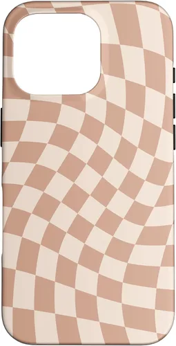 Vista 20 de iPhone 16 Beige Cream Twisted Checkered Swirl 60s 70s Aesthetic Brown Case