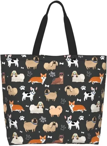 Vista 10 de Bolsa de compras reutilizable para mujer, bolsa de lona para compras casual, bolsa de hombro para viajes, playa y compras, regalos de Navidad