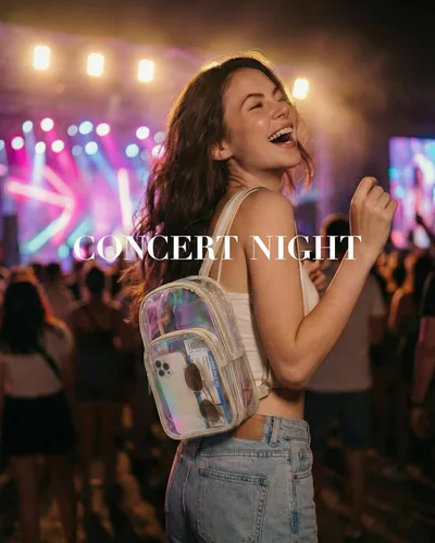 Vista 2 de Missnine Bolsa transparente para eventos de estadio, bolsa transparente tipo cangurera, bolsa cruzada para conciertos deportivos, A-caqui [simple]