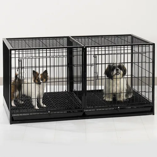 Vista 3 de ProSelect - Jaula modular de acero con bandeja de plástico, color negro