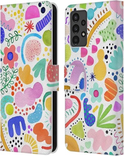 Vista 144 de Head Case Designs Officially Licensed Ninola Brushstrokes Black Summer Patterns Leather Wallet Case Compatible with Samsung Galaxy A07 4G
