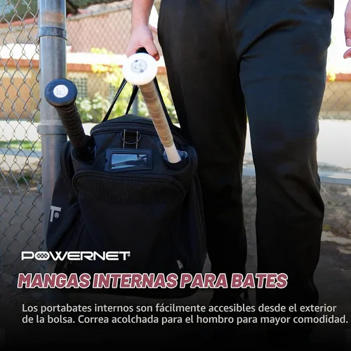 Vista 4 de PowerNet Pro Duffle Bag, Softball Baseball Bag, Baseball Gear Bag, Baseball Bat Bag with Internal Bat Sleeves, Baseball Bags with Padded Strap &
