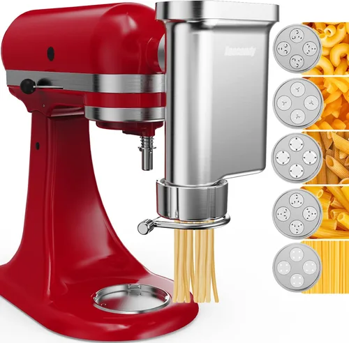 Vista 9 de Accesorio de metal para hacer pasta KitchenAid, accesorio de pasta 3 en 1 para batidora de pie, accesorio de rodillo de pasta ajustable de 8