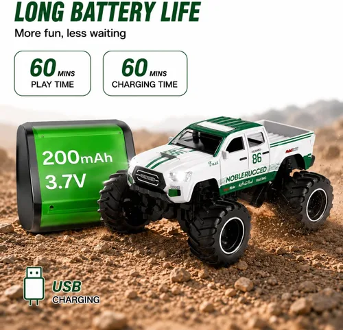 Vista 28 de 1:64 Mini RC Crawler Car, camión de control remoto de aleación con control de aplicación, controlador de 2.4 GHz, 3 modos de velocidad, luces LED