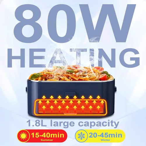 Vista 2 de Fiambrera eléctrica de calentamiento rápido de 80 W para hombres, regalo - Calentador de alimentos portátil de gran capacidad de 1.8L para adultos