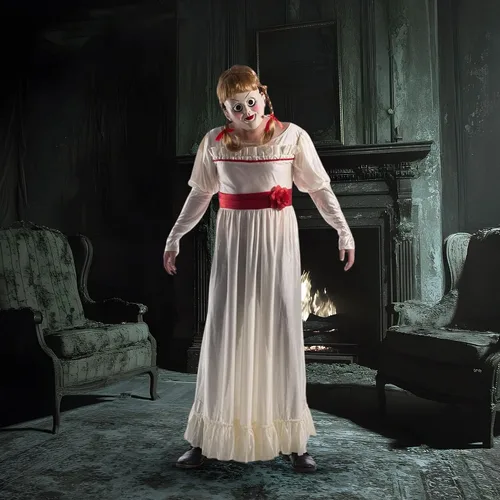 Vista 3 de Rubie's Annabelle: Máscara de creación con peluca para adultos, disfraz de adulto, como se muestra, talla única