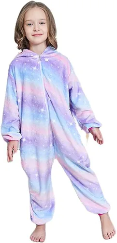Vista 3 de Pijama unisex de unicornio de animal para niños, de una pieza, para niños, de dibujos animados, Halloween, cosplay, regalo