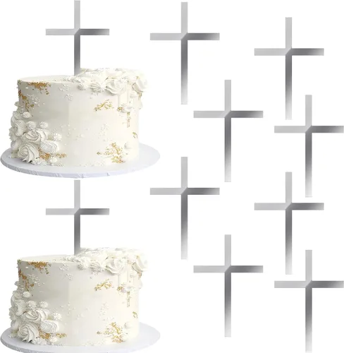 Vista 15 de 24 adornos cruzados para cupcakes con diseño de Dios bendiga y bautismo, para cupcakes de cruz, decoración de primera comunión para tartas
