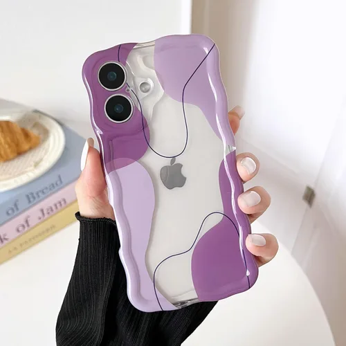Vista 30 de DEFBSC Funda para iPhone 15 con bonito diseño ondulado, color negro