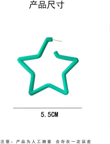 Vista 2 de Pendientes de aro de estrella acrílica grande de los años 80 y 90, accesorios geométricos de neón para fiestas para mujeres y niñas, joyería