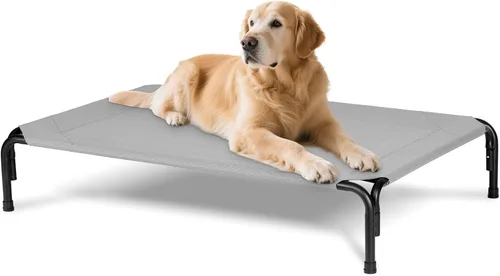Vista 18 de Cama elevada para perros al aire libre, cuna refrescante de elevación media, camas elevadas para mascotas con malla Teslin transpirable duradera