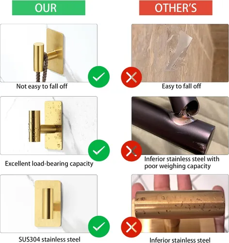 Vista 6 de Nolimas Ganchos adhesivos para toallas, ganchos de pared resistentes, ganchos para toallas para baño, adhesivo de acero inoxidable SUS304, ganchos