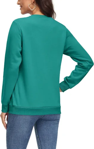 Vista 3 de MAGCOMSEN Sudadera de manga larga con forro polar y cuello redondo para mujer, estilo casual, para otoño