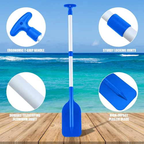 Vista 6 de Tradder 2 remos telescópicos plegables para kayak, remo de 21.3 a 41.7 pulgadas, remo de plástico de aluminio, remo de longitud ajustable