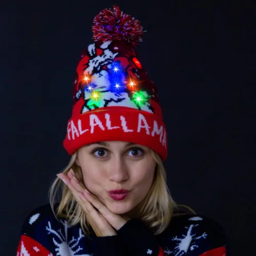 Vista 2 de JOYIN Gorro de punto con luz LED unisex para adultos, con 6 modos intermitentes diferentes, multicolor, Multi