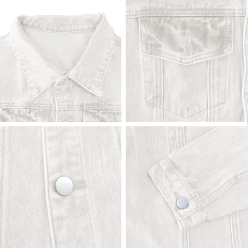 Vista 6 de Jayscreate Chaqueta de mezclilla ligera de gran tamaño con bolsillos para mujer