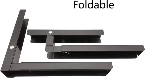 Vista 4 de Kit universal de montaje en pared para estante de microondas, brazos extendidos y plegables, para la mayoría de microondas, color negro, 1 par