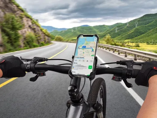 Vista 3 de ROTTO Soporte de teléfono para bicicleta, soporte para teléfono celular, todo de aluminio con rotación de 360 ° ajustable
