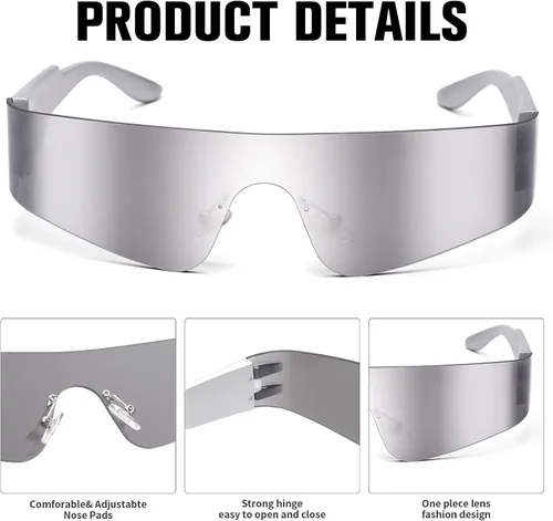 Vista 4 de SCVGVER Gafas de sol futuristas de moda sin montura para mujeres y hombres Cyberpunk visera gafas de sol deportivas gafas de moda