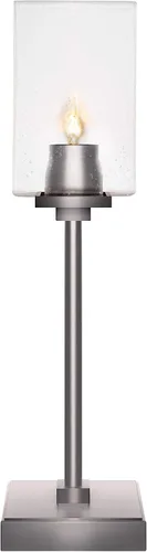 Vista 10 de Toltec Lighting Luna Accent - Lámpara de mesa, acabado de granito oscuro, cristal cuadrado de burbujas ahumadas de 3.5 pulgadas