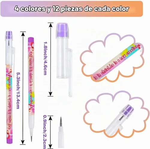Vista 2 de Kolewo4ever 48 lápices HB con versículos bíblicos kawaii, lindos lápices multipunto a presión, translúcidos, no afilables, lápices de plástico