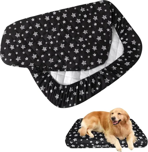 Vista 23 de Fundas impermeables de repuesto para cama de perro, lavables y fáciles de quitar, funda acolchada silenciosa para cama de mascotas, bonito estampado
