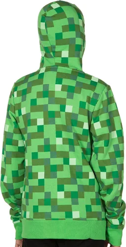 Vista 4 de JINX Minecraft - Sudadera con capucha con cremallera para niños grandes Verde