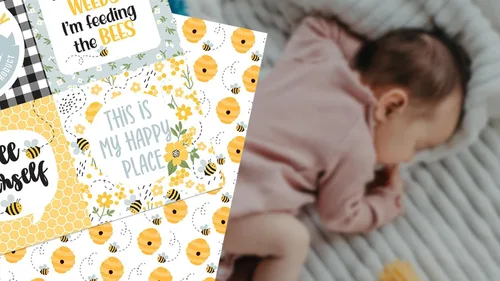 Vista 5 de Honey Bee - Papel de recortes de 12 x 12 pulgadas, papel de cartulina decorativo con flores, abejorro, diseño de naturaleza, juego de 5 papeles