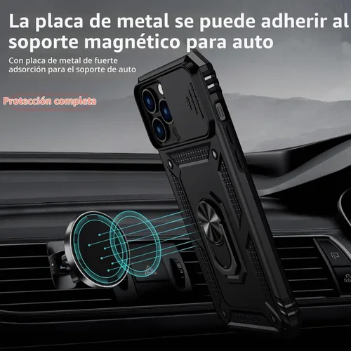Vista 2 de Vinve para iPhone 13 Pro Max Funda con cubierta deslizante para lente, protector de pantalla HD, protección contra caídas de grado militar, soporte