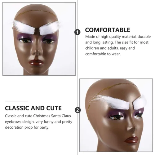 Vista 6 de SEWACC 2 pares de cejas blancas de Papá Noel, disfraz de Santa Claus para adultos, cejas falsas, accesorios de fiesta, trajes de graduación