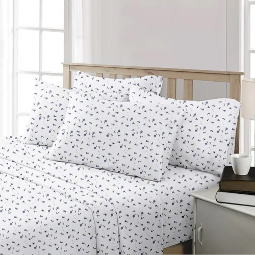 Vista 2 de HOMEIDEAS 6 piezas de sábanas impresas tamaño matrimonial, sábanas de microfibra cepillada extra suave con patrón de 1800 hilos, bolsillo profundo
