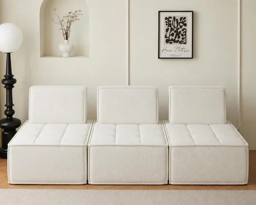 Vista 6 de Swbvs Sofá modular de 2 piezas, sofá de piso sin brazos, sofá de espuma comprimida sin montaje para sala de estar y apartamento