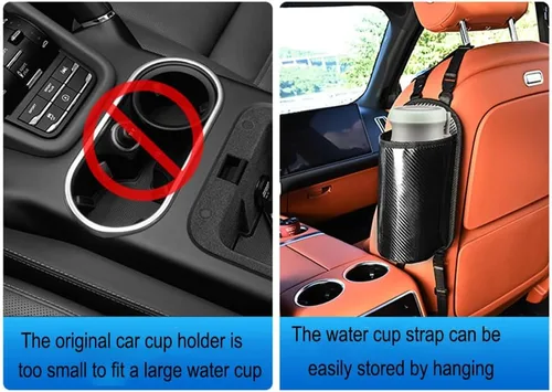 Vista 6 de Expansor grande para portavasos de automóvil, bolsa colgante de almacenamiento lateral del asiento, bolsa colgante de fibra Mertial para botellas