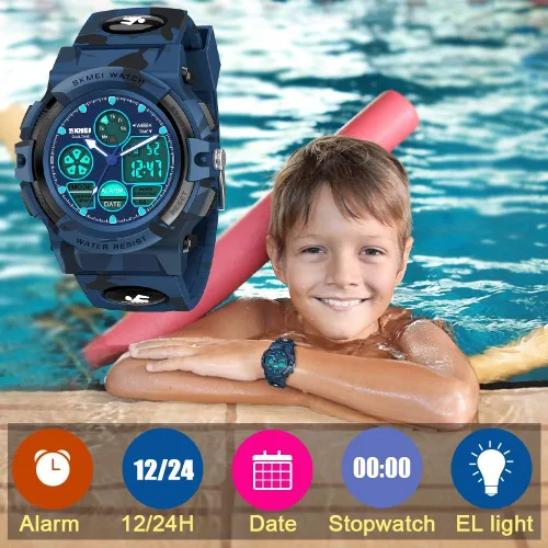Vista 5 de SYOKZEY Reloj para niños, reloj deportivo digital LED impermeable de 164.0ft, para adolescentes, niños y niñas, relojes al aire libre, analógicos