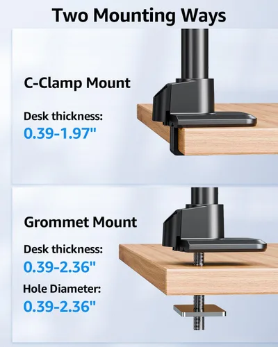Vista 6 de MOUNTUP Brazo de monitor resistente para pantallas de 49, 45, 42, 40, 39, 34, 32 pulgadas, brazo de monitor ultraancho con capacidad para 4.4-44