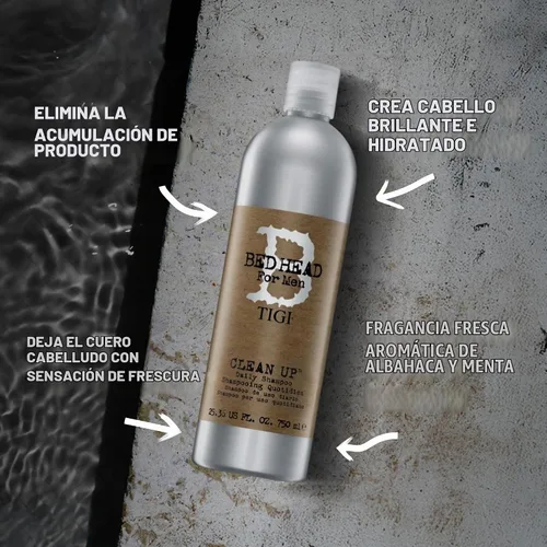 Vista 3 de Tigi Bed Head Clean Up. Champú de uso diario para hombre. 8,45 onzas
