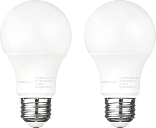 Vista 9 de Bombilla LED A19 Amazon Basics con sensor de atardecer a amanecer para exterior, equivalente a 60 W, energía eficiente 9 W, luz de día 5000K, base