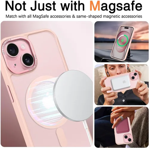 Vista 5 de BENTOBEN Funda para iPhone 15, funda para iPhone 15 compatible con MagSafe, funda magnética mate translúcida a prueba de golpes para mujeres