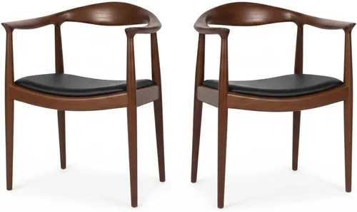 Vista 15 de Sillas de comedor de madera, sillas de comedor modernas de mediados de siglo (negro) Ash Wood Frame, PU Upholstered Seat, Ergonomic Support, Fully