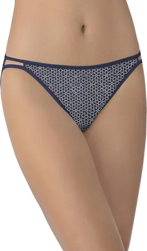 Vista 108 de Vanity Fair Bragas de bikini con tira para mujer, Illumination, con elástico sedoso y ribete de satén Paquete de 3 Negro (Midnight Black)