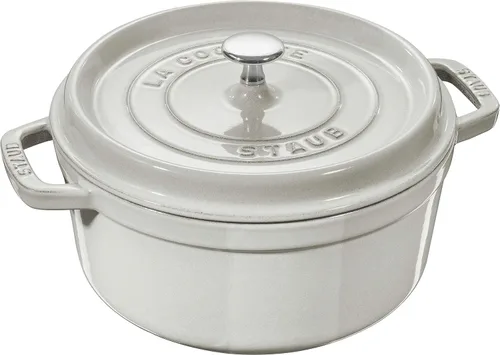 Vista 34 de Staub - Olla redonda de hierro fundido de 2.75 cuartos, color trufa blanca, fabricada en Francia