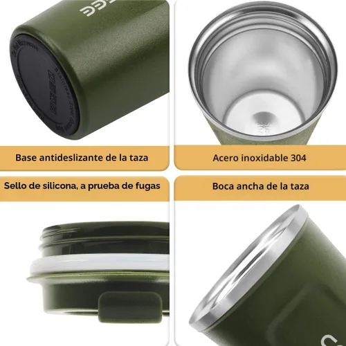 Vista 2 de CS COSDDI - Vaso térmico de acero inoxidable de 12 onzas con aislamiento al vacío, taza de viaje de café a prueba de derrames con tapa