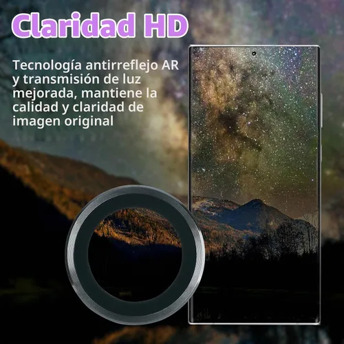 Vista 3 de Protector de lente de cámara para Samsung Galaxy S22 Ultra, negro