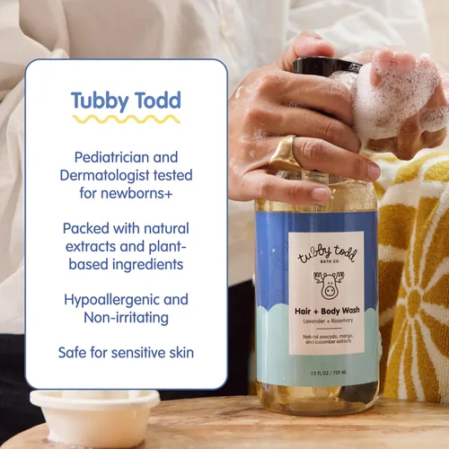 Vista 4 de Tubby Todd Jabón para el Cabello y el Cuerpo - Champú y Gel Corporal para Bebés - Lavado Suave y Natural para Recién Nacidos, Bebés y Niños Pequeños