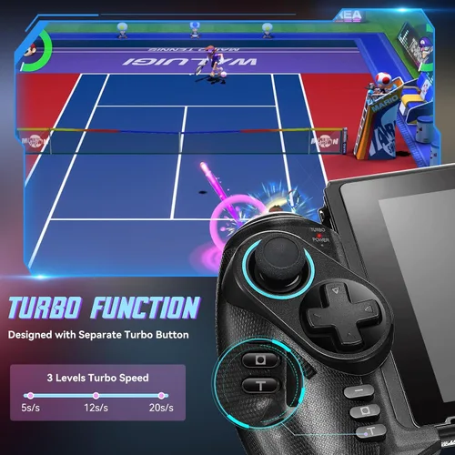 Vista 7 de Grathia Wireless Switch Controller for Nintendo SwitchOLED, RGB One-Piece Joypad Controller with Adjustable TURBO and Dual Motor Vibration Handheld