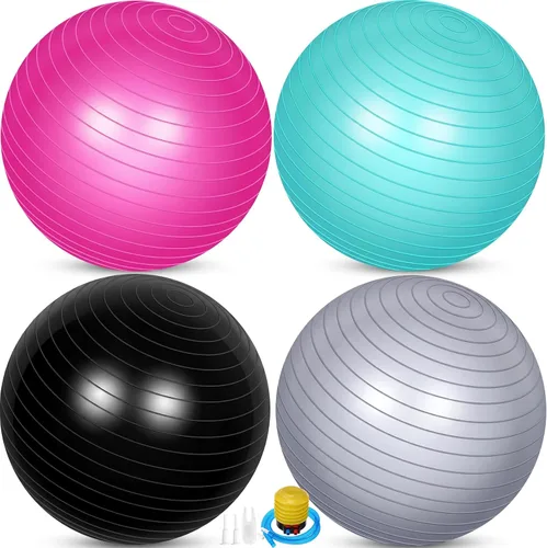 Vista 10 de Leyndo 4 pelotas de ejercicio de yoga de 26 pulgadas, para pilates, embarazo, parto, fitness, con bomba rápida, antiestallido, para mejorar