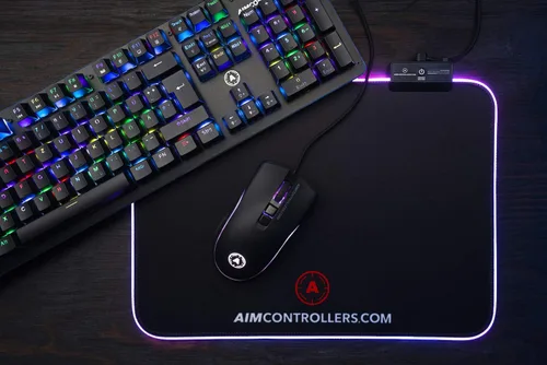 Vista 4 de AimControllers Mouse para PC para juegos con cable, 200-10000 DPI con LED RGB, 7 botones programables, mouse ergonómico personalizado con sensor
