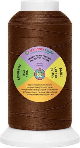 Vista 28 de Mandala Crafts Airforce Blue Tex 70 - Hilo de poliéster para tapicería 1500 Yds T70 UV Resistant Strong Thread for Leather Sewing, Marine