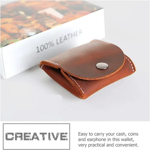 Vista 9 de Generic Bolsa vintage para monedas bolsa de cuero duradera y compacta, mini billetera de bolsillo, cierre a presión, bolsa de cambio de cuero