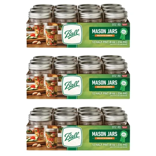 Vista 8 de Ball Mason, Frascos de mermelada con tapas y bandas, Set de 12 unidades de 4 oz, 4 onza, Transparente